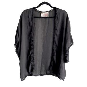 RORY BECA Sheer Oversized Kimono Wrap Cardigan Blouse Black S